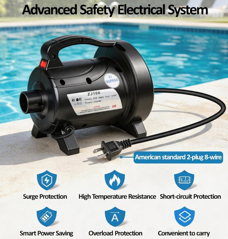 1200 Watt Fast Electric Air Pump, Various Nozzles for Inflatable Docks, Air Mattress, Pool Floats, Rafts, Quick Inflation & Deflation