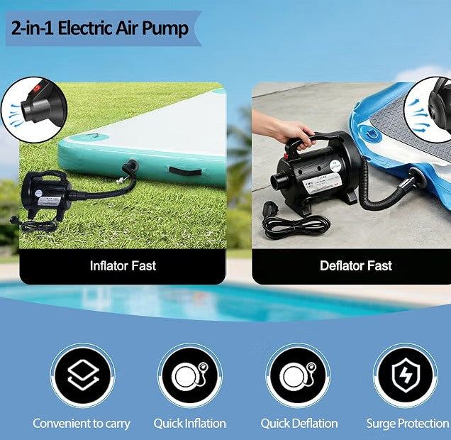 1200 Watt Fast Electric Air Pump, Various Nozzles for Inflatable Docks, Air Mattress, Pool Floats, Rafts, Quick Inflation & Deflation