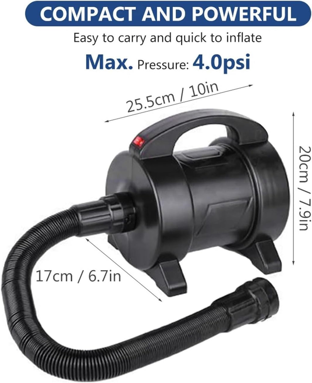 1600W Electric Air Pump - Quick Inflation & Deflation With 2 Nozzles For Inflatable Docks, Tubes, Rafts Air Beds - High Performance
