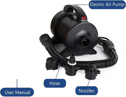 1600W Electric Air Pump - Quick Inflation & Deflation With 2 Nozzles For Inflatable Docks, Tubes, Rafts Air Beds - High Performance