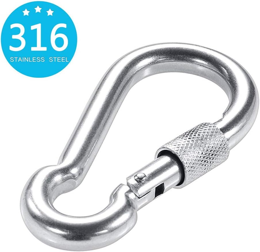 Dock Holiday (3.15" x 1.50") M8 Stainless Steel Locking Carabiners - 316 Marine Grade