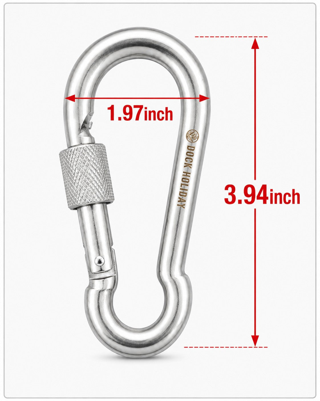 Dock Holiday (3.94" x 1.97") M10 Stainless Steel Locking Carabiners - 316 Marine Grade