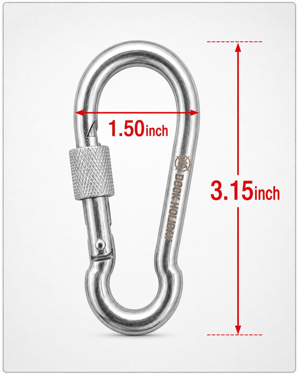 Dock Holiday (3.15" x 1.50") M8 Stainless Steel Locking Carabiners - 316 Marine Grade