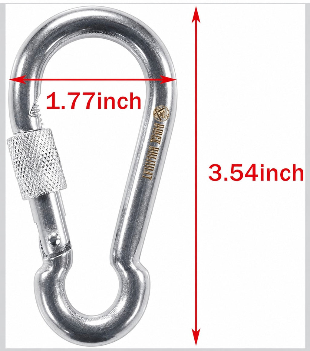 Dock Holiday (3.54" x 1.770") M9 Stainless Steel Locking Carabiners - 316 Marine Grade